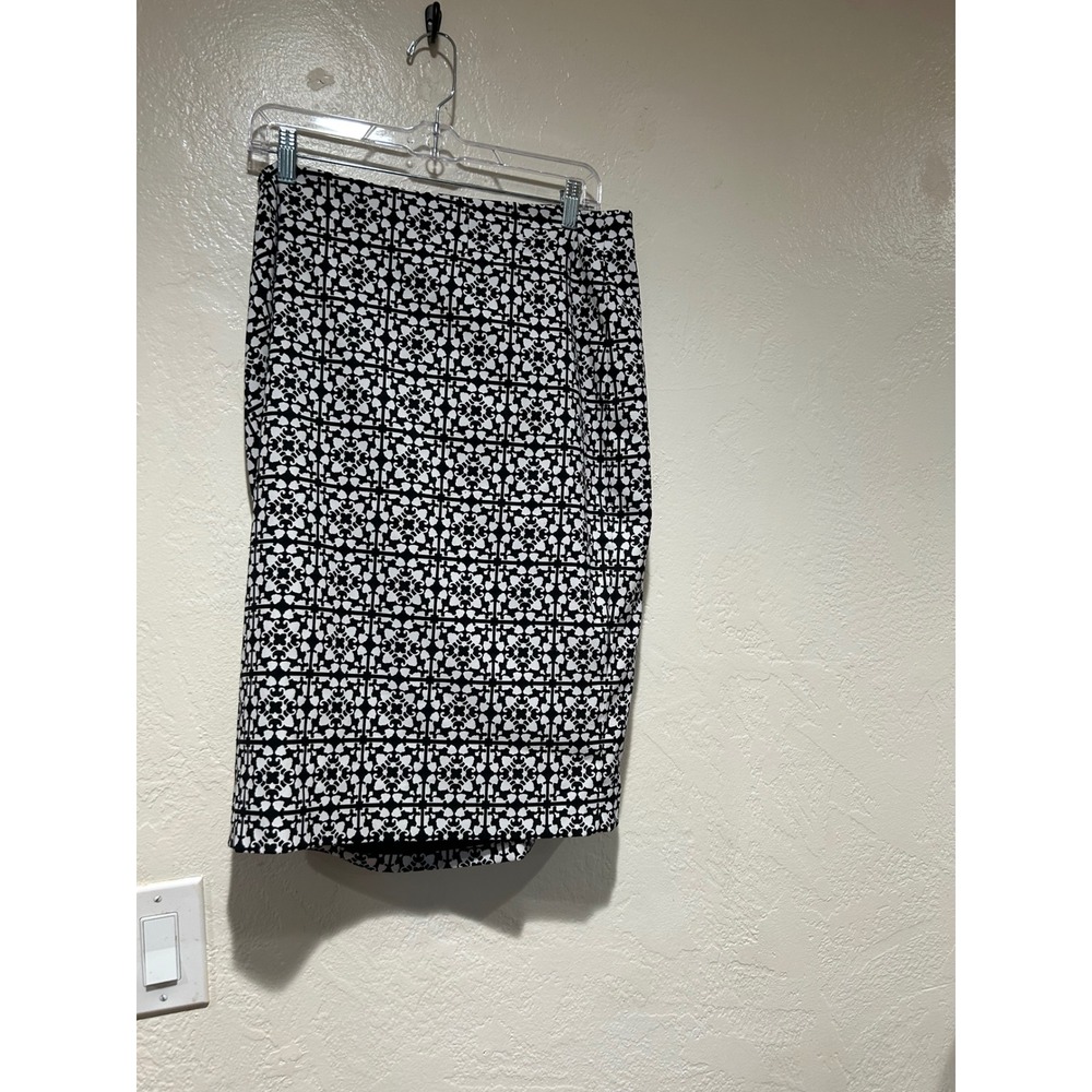 Jones Studio Separates Black White‎ Geometric Print Pencil Skirt Womens Size 14